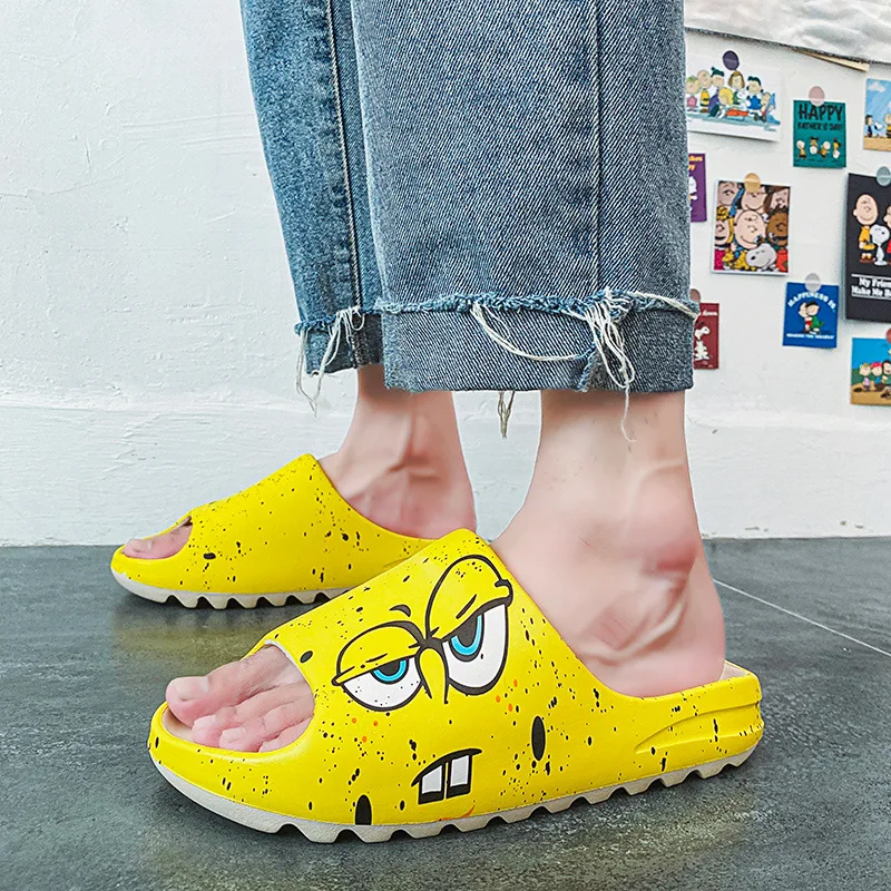 HTUUA-Chanclas de grafiti yzy para hombre, zapatillas antideslizantes para interiores y baños, sandalias de playa S4500, 35-45, novedad de verano de 2021