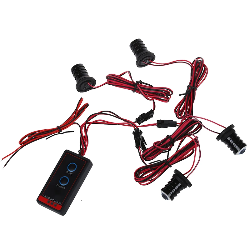 New 4pc Strobe Strobe Strobe Flashing 4 LED White Light for Car Motorcycle