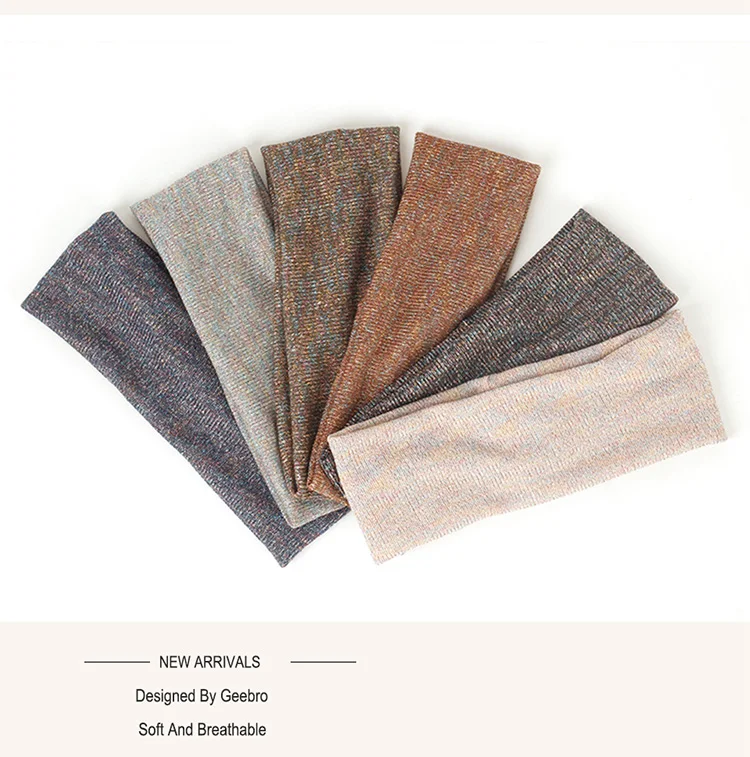 Geebro Women Casual Multicolor silk thread Headbands High Quality Head band Lady Stretch Knitted Elastic Hair Bands Accessories