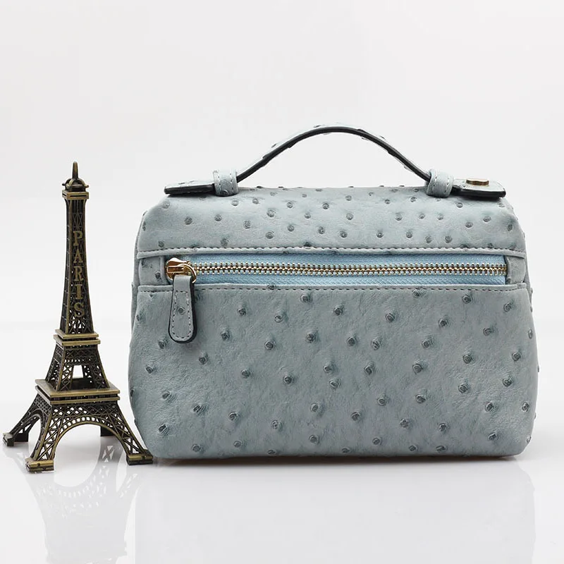HIGHREAL индивидуальный дизайн с узором страуса из натуральной кожи сумки женские вечерние клатч сумка трендовая сумка - Color: Gray blue