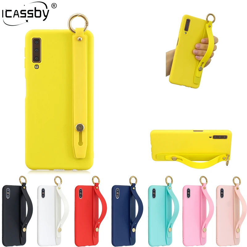 Чехол карамельного цвета из ТПУ с ремешком на запястье для Samsung Galaxy A50 A60 A70 A80 A10s A20s