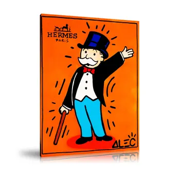 

HD Print Alec Monopoly Oil Painting Home Decor Wall Art on Canvas Monopoly Waving Canvas Printings Room Decor