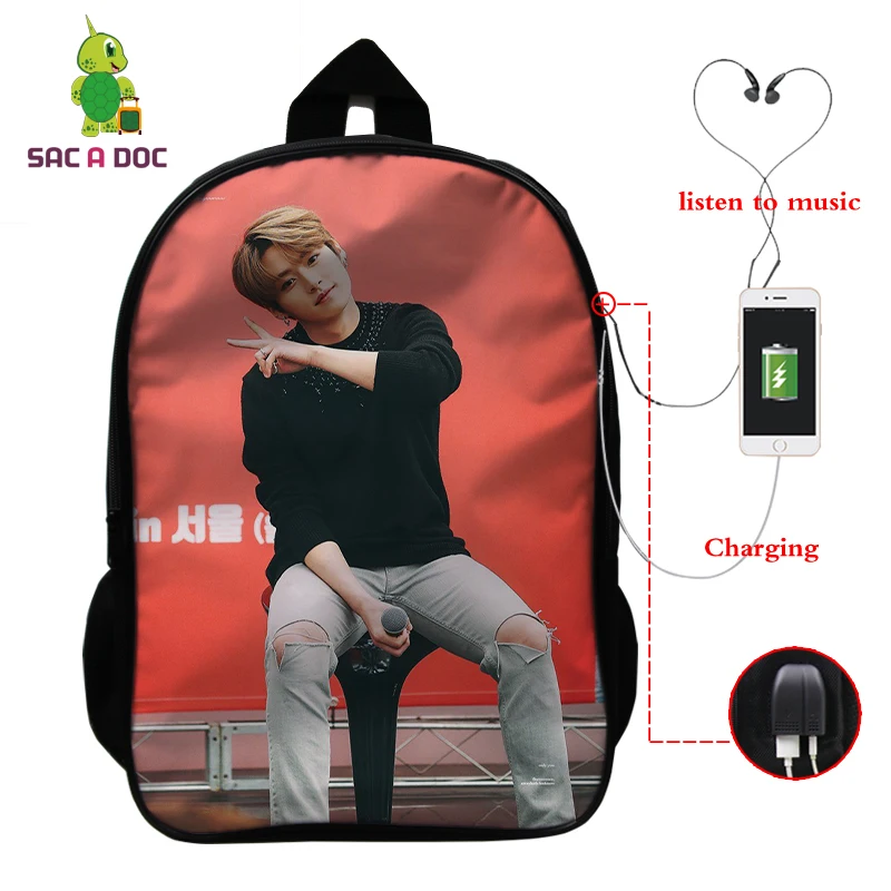 Mochila Kpop рюкзак для детей женский многофункциональный USB зарядка латоп рюкзак школьные сумки для подростков девочек мальчиков рюкзак для путешествий - Цвет: 6