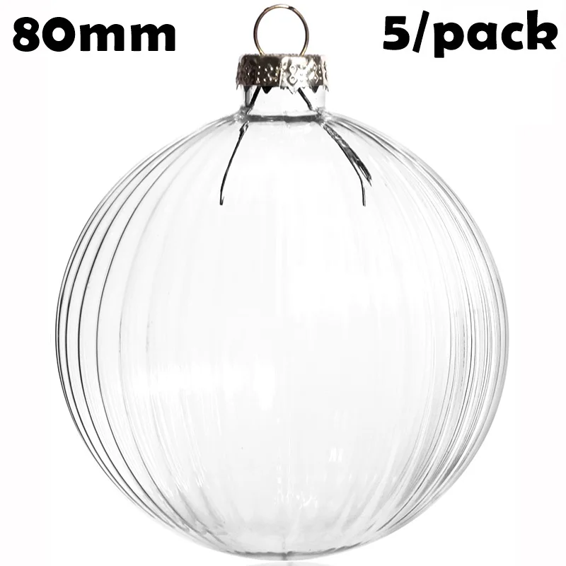 5 piezas de bolas de cristal para decoración navideña, para casa, boda, para pintar, para hacer tú mismo, de 80 x 80 x 30 mm de alto