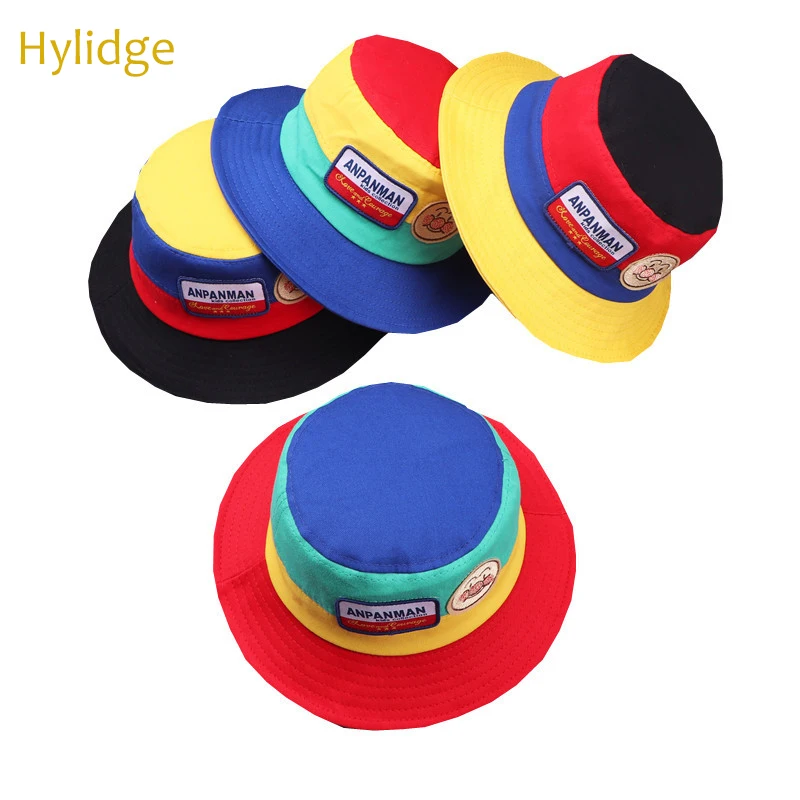 Hylidge New Korean Style Children's Hat Bread Superman Label Baby Bucket Fashion Color Matching Boys and Girls Caps |