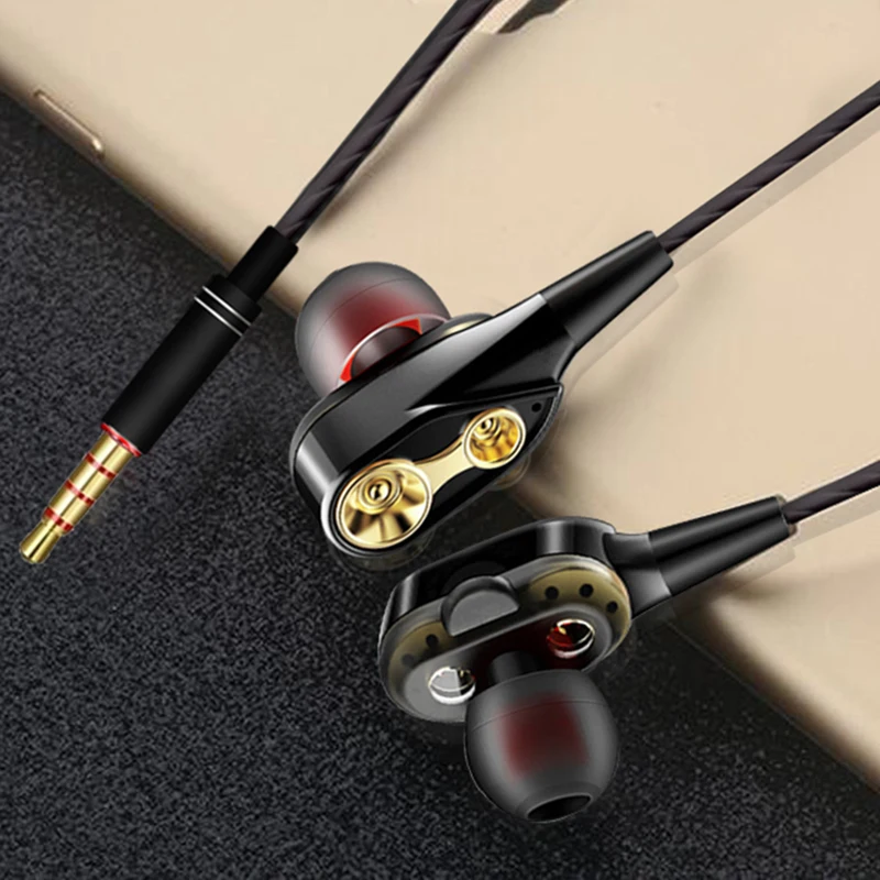 High Bass Headsets Sports Earphones Dual Drive Stereo In-Ear Wired Earphone With Microphone Computer Earbuds For Cell phone High Bass Headsets Sports Earphones Dual Drive Stereo In-Ear Wired Earphone With Microphone Computer Earbuds For Cell phone