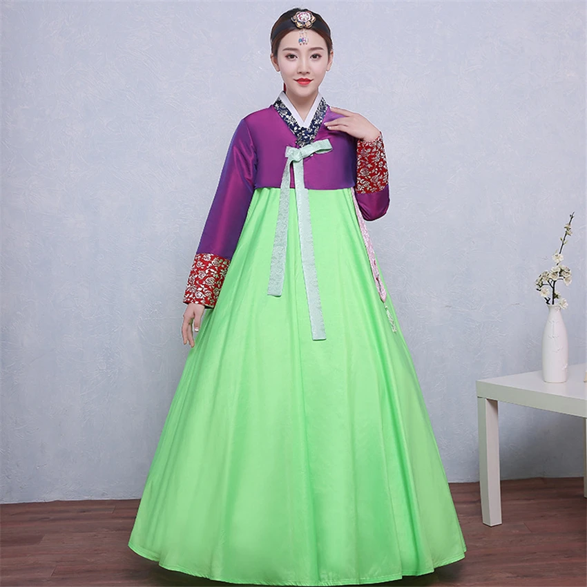 9 видов цветов, традиционная корейская одежда для женщин, платье ханбок, древний костюм, Ретро стиль, корейская мода, одежда для сцены