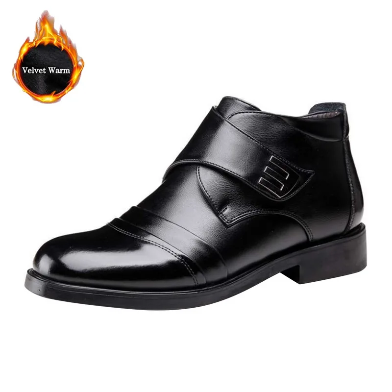 HEFLASHOR/зимние мужские ботинки; уличные Зимние ботильоны из искусственной кожи; мужские Нескользящие ботинки; Британские кроссовки размера плюс; Zapatos De Hombre - Цвет: black
