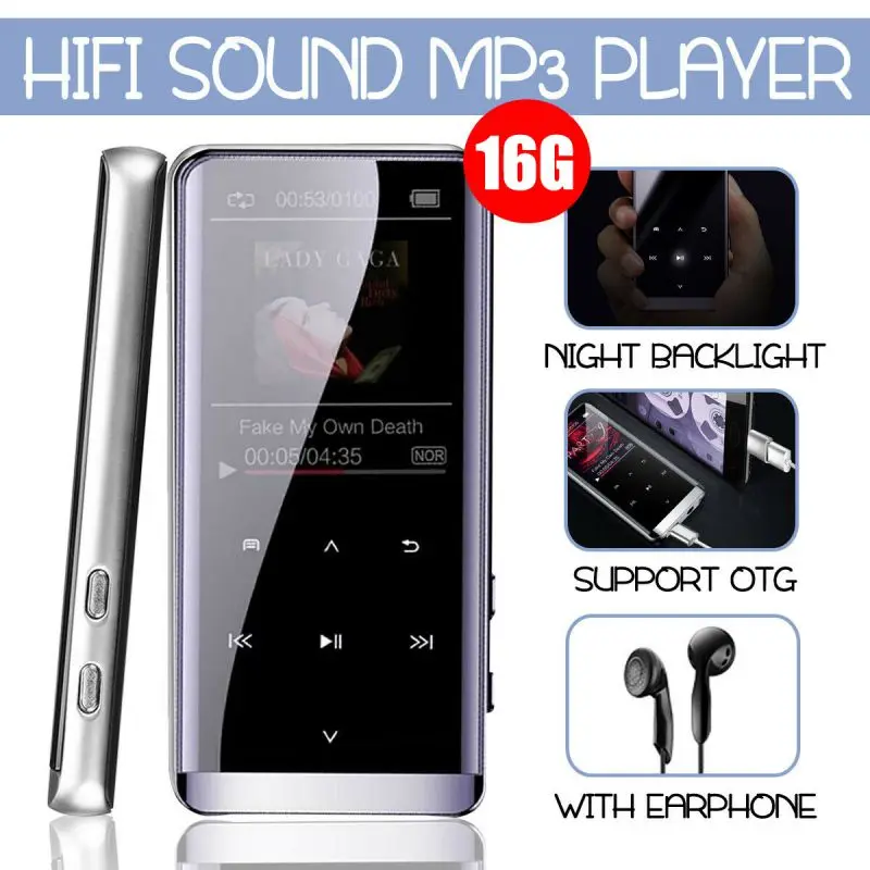 MP3 HIFI плеер Bluetooth CSR™4,2 плеер Встроенная память: 8 ГБ/16 ГБ/32 ГБ/64 ГБ с наушниками/зарядным кабелем mp3-плеер