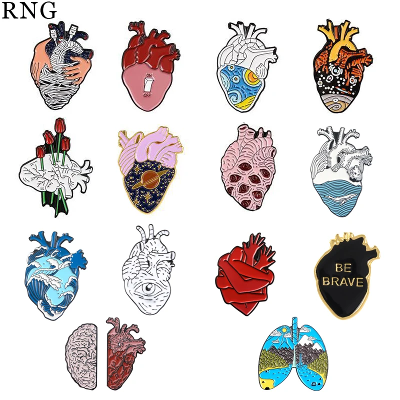 RNG металлическая эмалированная Булавка С мультяшным сердцем | Украшения и