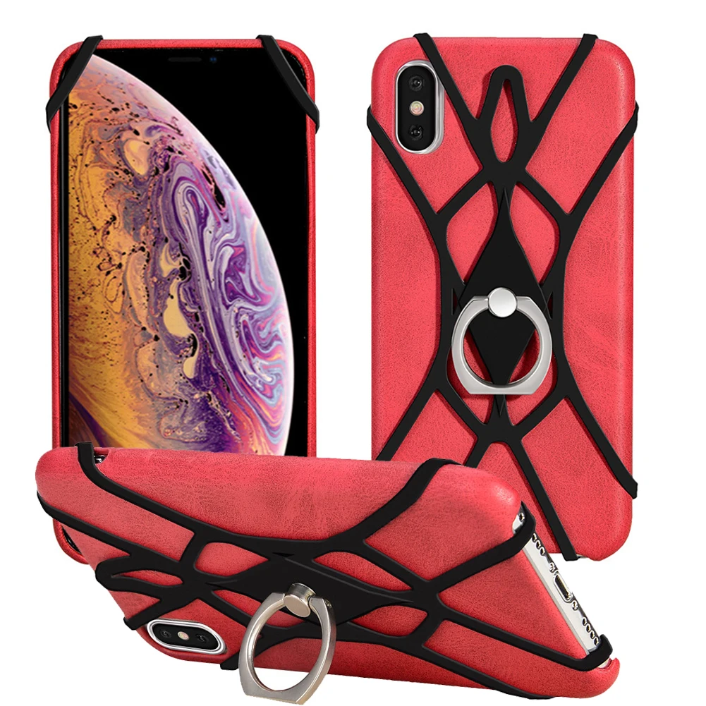Силиконовый для мобильных телефонов ремешок держатель для iPhone X XS MAX XR стенд для колец на палец шейный ремень ожерелье слинг для samsung S10 5G huawei - Цвет: Black color