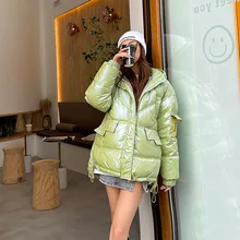

Candy-color Hooded Down Cotton Padded Parkas Winter 2021 Korean Warm Casual Female Cotton Outerwear Casacos De Inverno Feminino