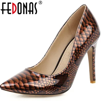 

FEDONAS Concise Retro Wedding High Heels Pumps Patent Leather Women Shoes 2020 Spring Summer Pointed Toe Shallow New Shoes Woman