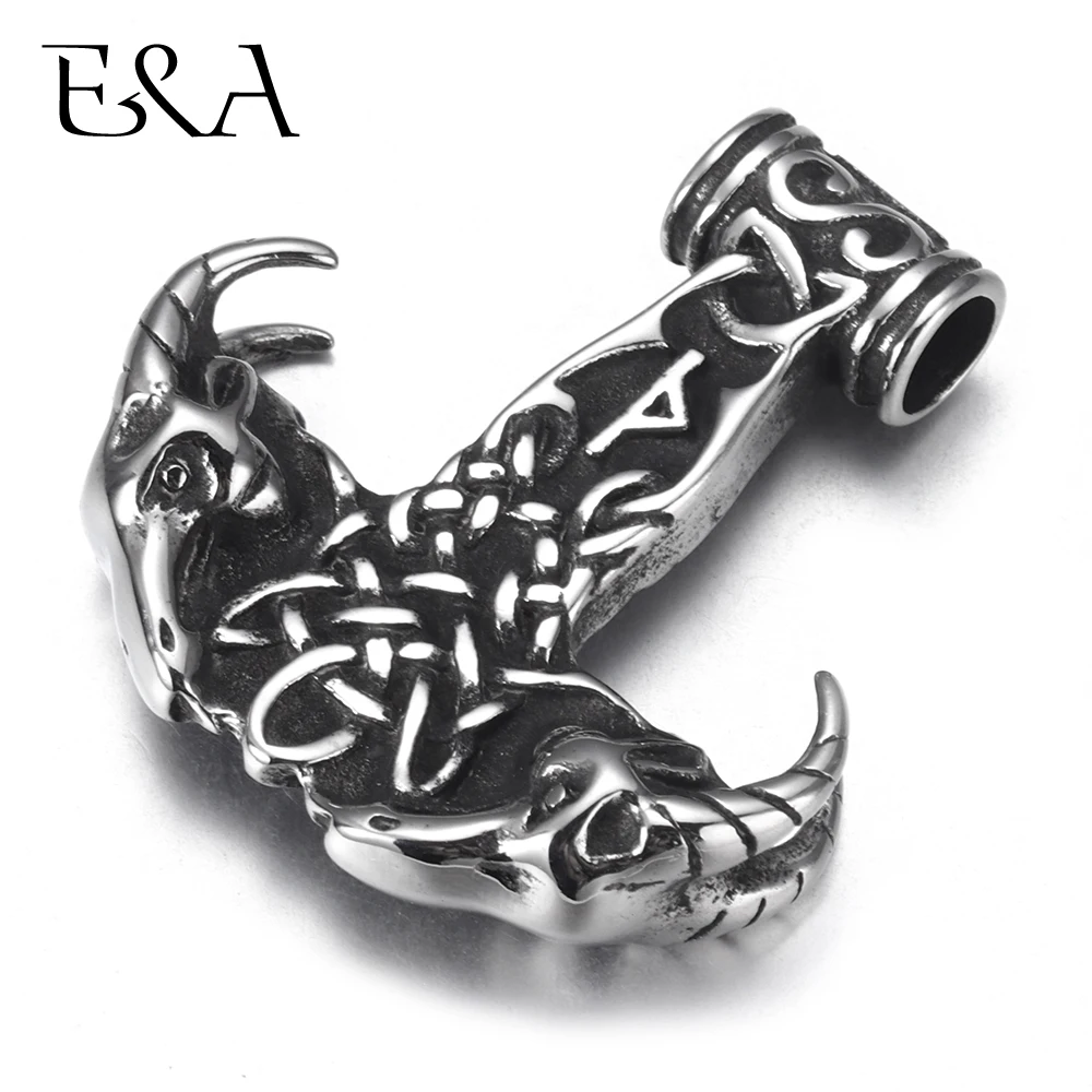 

Stainless Steel Viking Goat Head Anchor Pendant Hole 5mm DIY Jewelry Parts Men's Necklace Pendants Jewelry Making Accessories