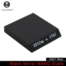 TIMEMORE Store – balance de cuisine Nano café miroir noir, nouveau panneau de pesage avec heure, mini balance numérique avec lumière USB, donner le tapis