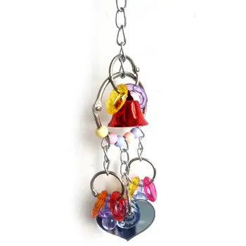 

Pet Parrot Cage Toys Hanging Bird Chew Toys Mirror with Bell for Parakeet