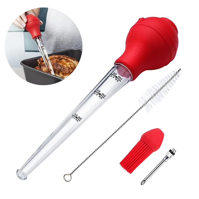 Törökország Basszus Fecskendő Főzőkészlet Chilcken Baromfi Hús Pác Injektor Bbq Basting Ecset Set Mártás Fecskendők Konyhai Kiegészítő