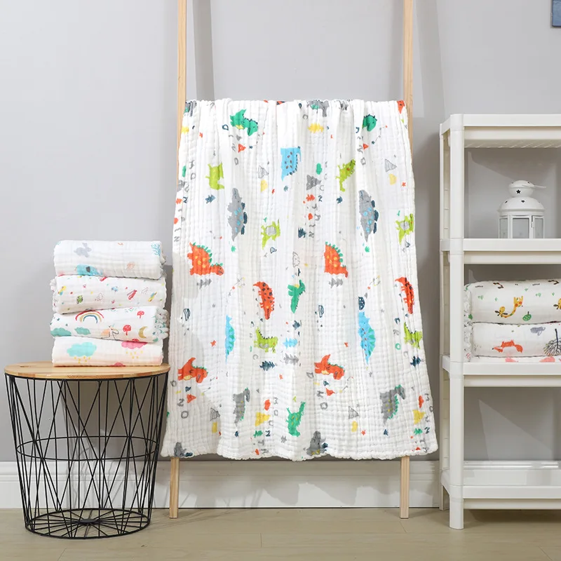 

Pure Cotton Six-layer Gauze Bath Towel Washing Seersucker Children's Quilt Infant Class a Pleated Blanket pu mi 110X110 Bath