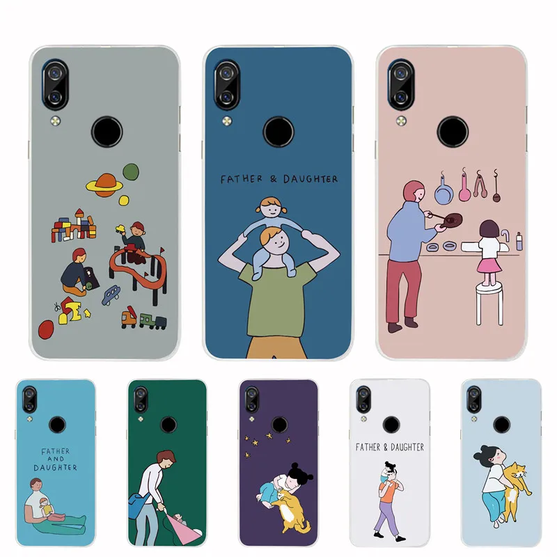 Phone Cover For BQ 6040L Magic Silicone TPU Case Painting Cute Cartoon Family Son Mother Back Cases For BQS-6040L Magic Funda