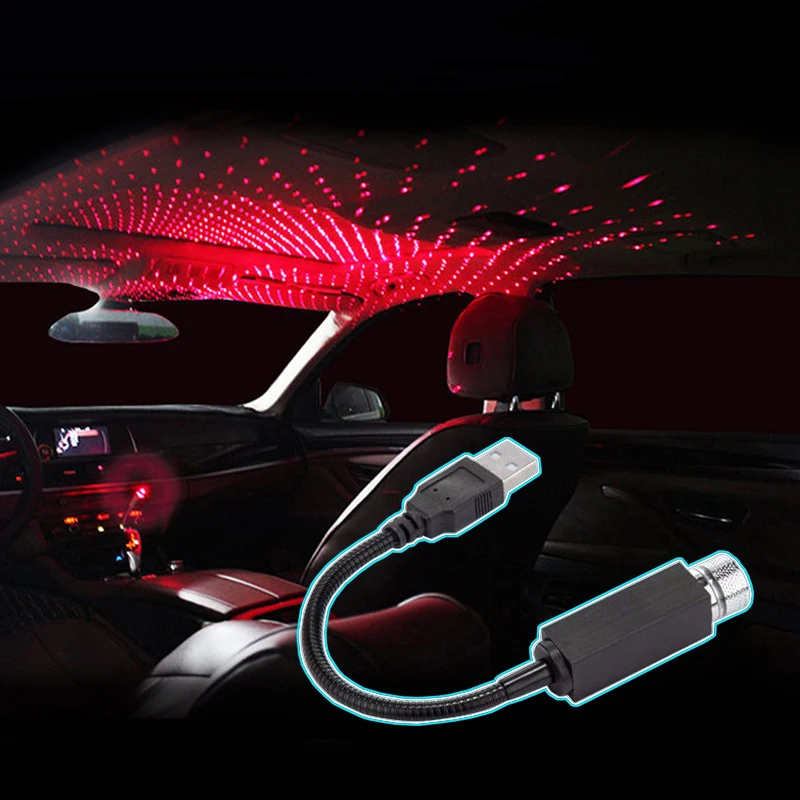 Автомобильный интерьерный атмосферный светильник USB автоматический светильник на крышу s лазерный декоративный светильник регулируемый светильник звездное небо для наружного авто дома комнаты