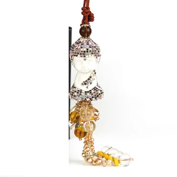 

Creative Diamond Set Buddha Automobile Hanging Ornament Buddha Brings Safety Car Hanging Decoration Rear View Mirror Hanging Dec
