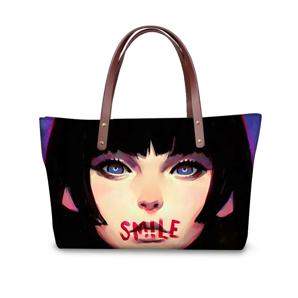 

Waterproof Tote Handbags for Women Personality Beauty Girl 3D Printing Shopping Shoulder Bag Ladies Femme Large Capacity Purse