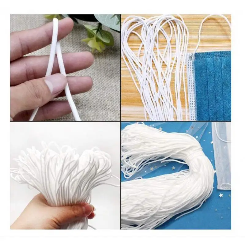 

3mm Disposable Earloop Face Mouth Masks Rope Round Elastic Band Mask Elastic Cord 100-300m Elastic String For Making Mouth Masks