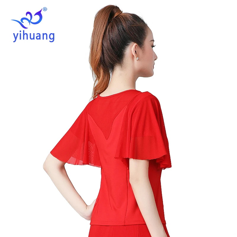 Women Latin Ballroom Blouses Dance Performance Wear Tops Waltz Standard Modern Blouses Practice Short Sleeves Salsa Rumba