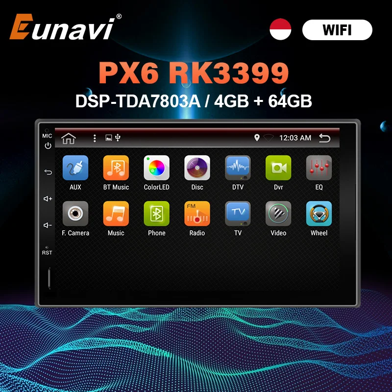 Eunavi 2 Din Android 10 Universal Car Radio Multimedia Stereo Player GPS Navigation BT5 DSP 4+64G TDA7803A autoradio NO DVD