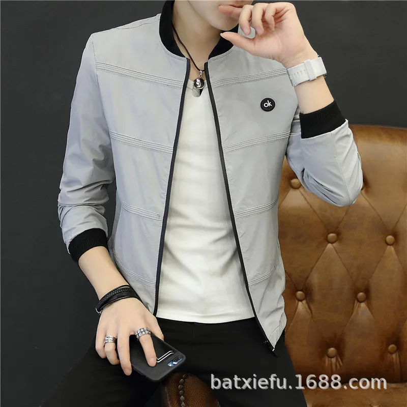 

Spring And Autumn New Style Men Solid Color Thin Jacket Young MEN'S Baseball Uniform Autumn Clothing Casual Coat