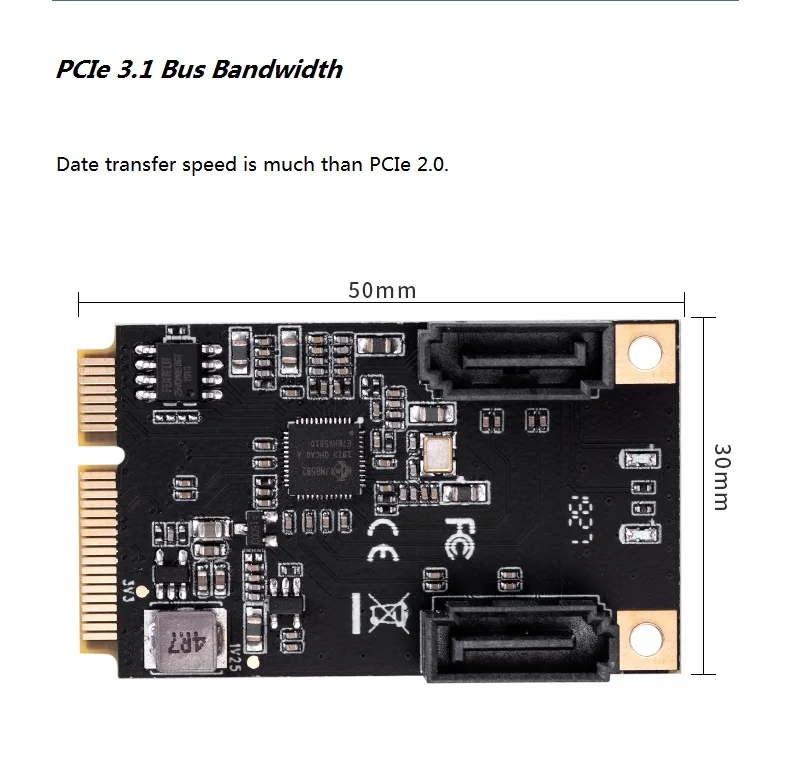 IOCREST 2 порта SATA III полная высота мини PCIE 3,0 gen3 Высокоскоростной контроллер карты