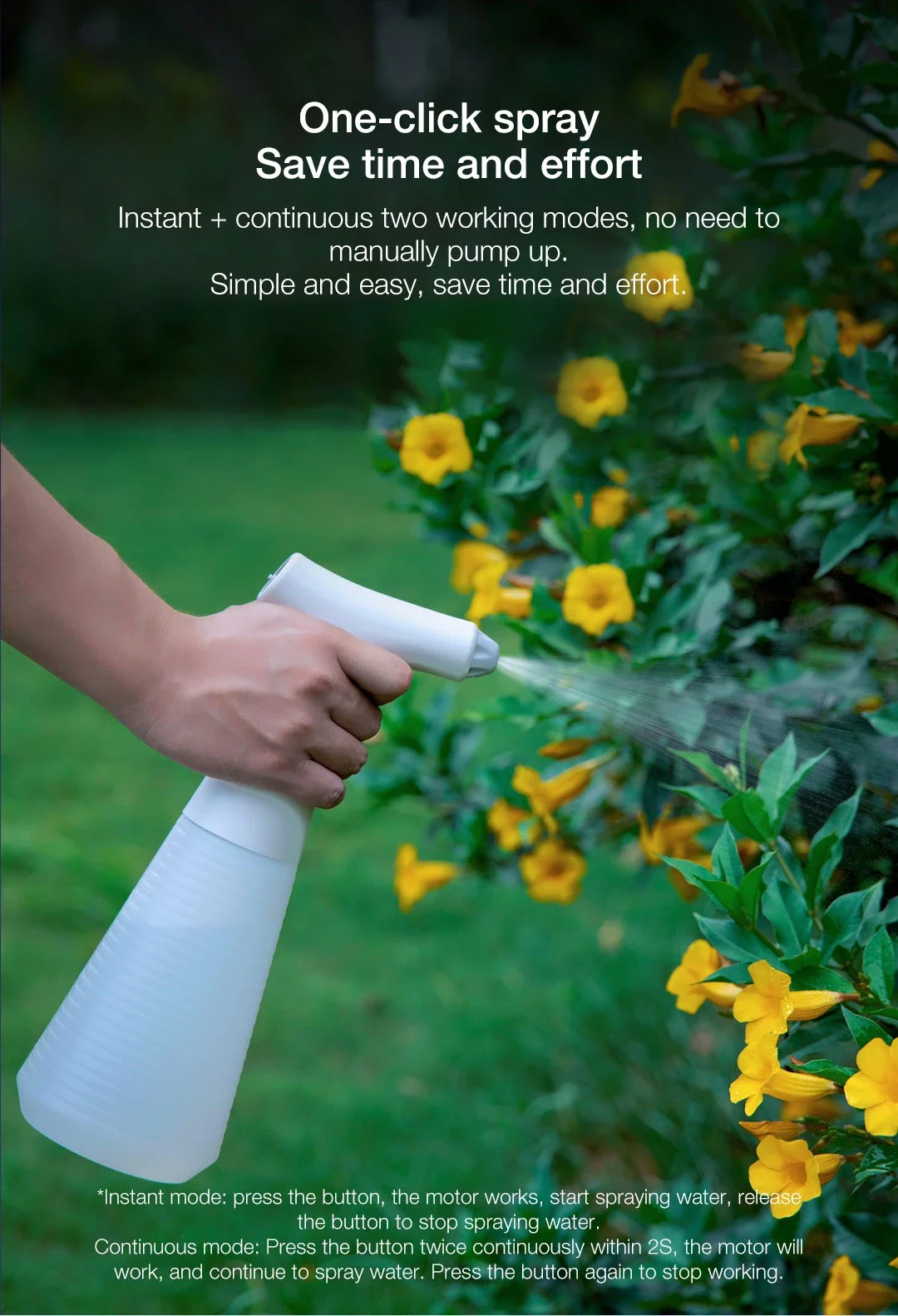 Xiaoda 550ML/900ML Electric Automatic Watering Can Two Spray Modes Adjuatable Disinfection Spray Bottle Garden Mister Sprayer
