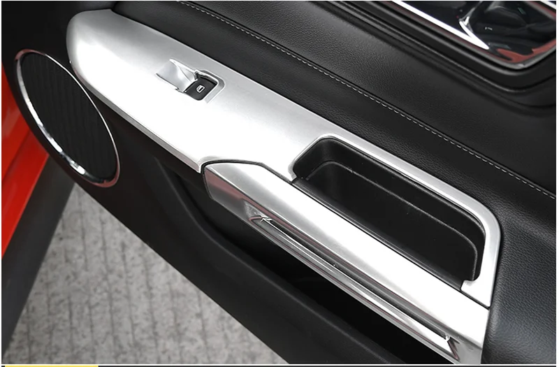 Для Ford Mustang- красный ABS хром углеродное волокно стеклоподъемная панель серебро 2 шт