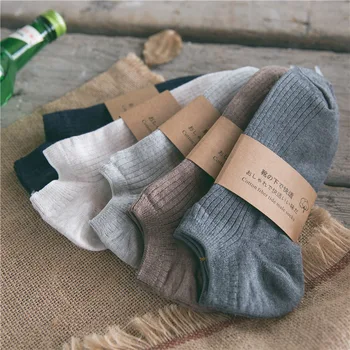 

Spring and autumn cotton sweat-absorbent men's boat socks double needle solid color business shallow mouth socks