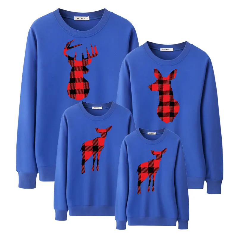

Christmas deer fashion sweatshirt for mother daughter matching clothes mommy and me clothing father son outfits dad mom baby mum