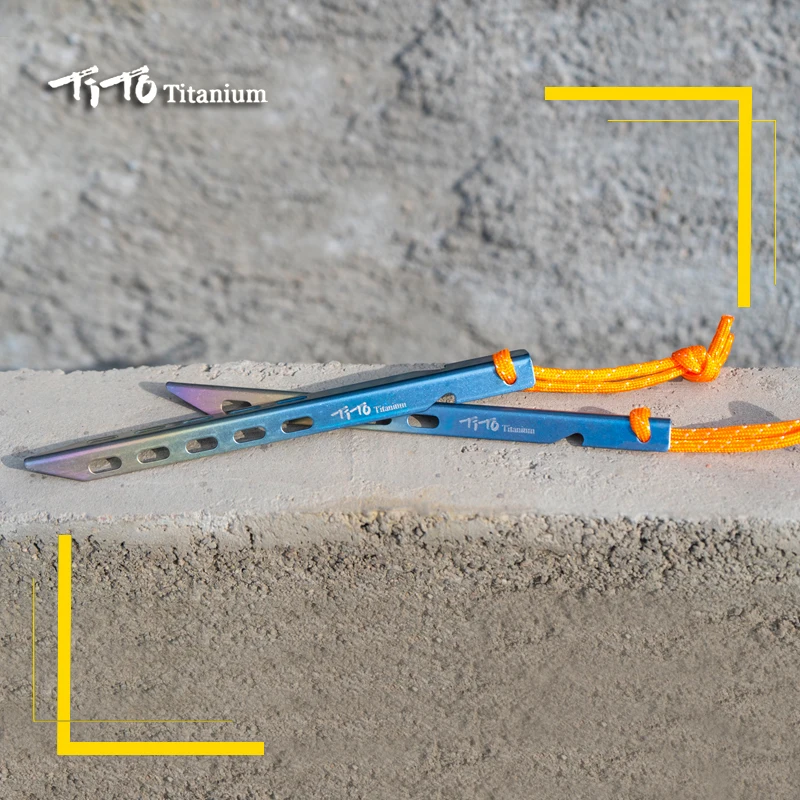 Titanium Tent Stake 6pcs Colorful V Shaped Windproof For Outdoor Camping Soft Ground
