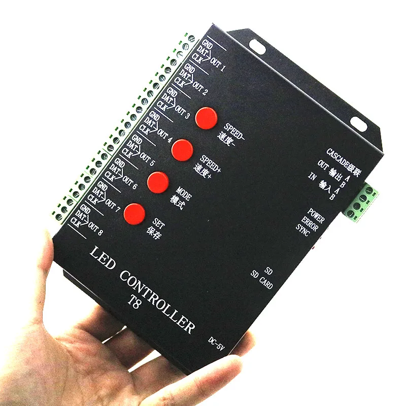 Светодиодный контроллер RGB T8 SD карта пиксельный контроллер 8CH для WS2801 WS2812B WS2811 LPD6803 RGB Светодиодная лента программный контроллер DC5-12V