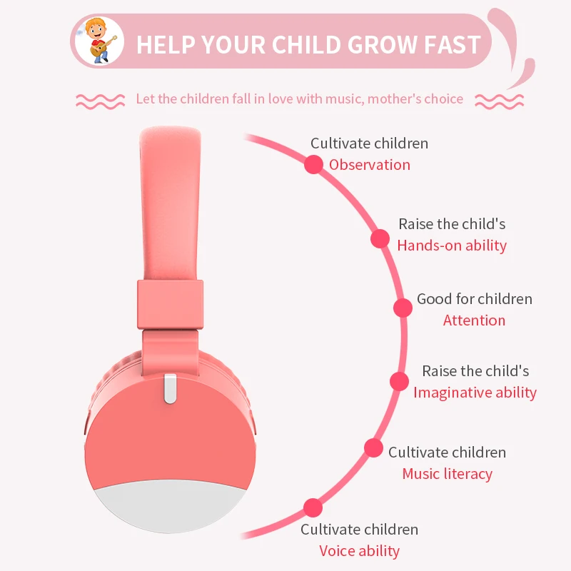 JINSERTA Bluetooth 5 0 Kids Headphones Foldable Headset With 3 5mm Audio Jack And Microphone For Children Girls Boys Gifts