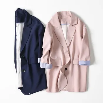 

Single Breasted Women Suit Jacket Female Korean Medium Long Coat Blazers Feminino Casual Coat Autumn Blazers