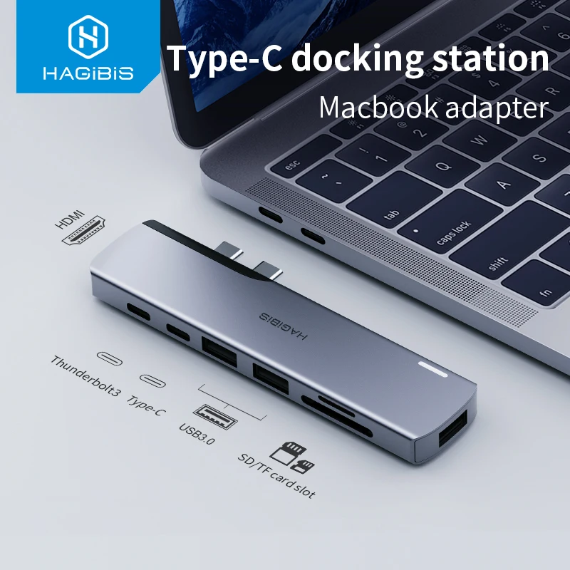 Хагбис двойной USB C концентратор Type к 4K HDMI SD/TF кардридер thunderbolt 3 PD 0 адаптер для MacBook