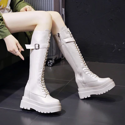 Martin boots women's British style autumn 2020 new high-tube women's boots wild thick-soled increase, but knee boots are thin