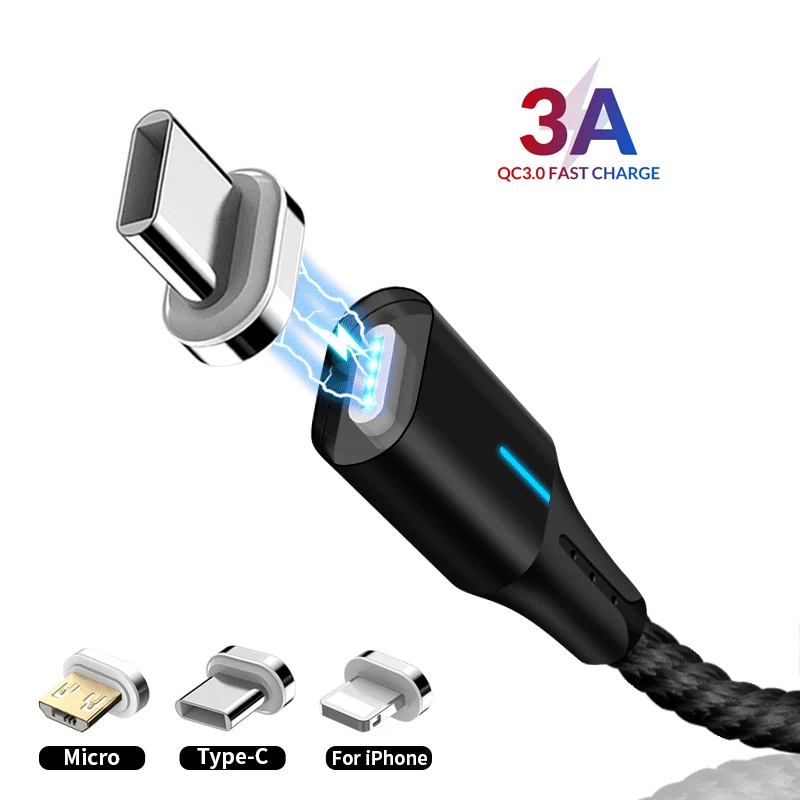 Магнитный кабель для быстрой зарядки для iPhone XS MAX XR 8 7 Plus Micro usb type C для SAMSUNG S10+ S9 XIAOMI Mi9 MIX3 2S