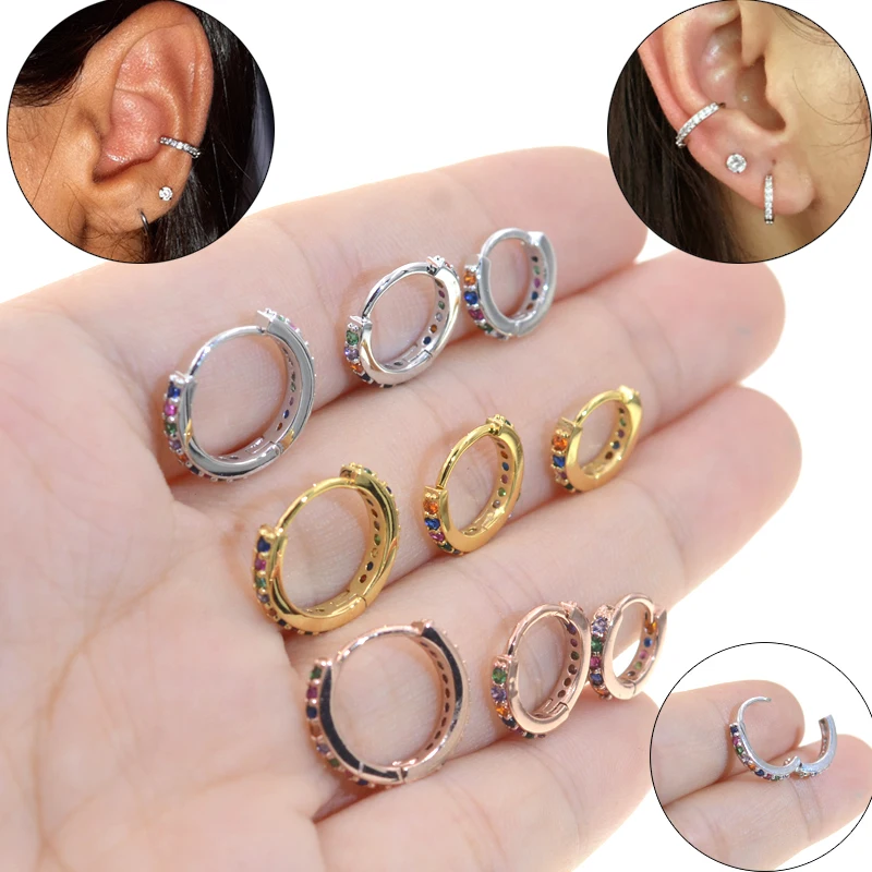 1 шт. 6-10 мм 0,8 мм Бар красочные CZ tragus daith серьги пирсинг спираль кольцо в ухо перегородка ноздри пирсинг ювелирные изделия