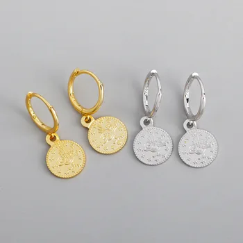 

Women's 100% 925 sterling silver jewellery coin-shaped pendant hoop earrings, jewellery worn daily for women and girls parties