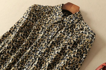 

Women Shirt Classic Leopard Print Satin Long Sleeve Shirt
