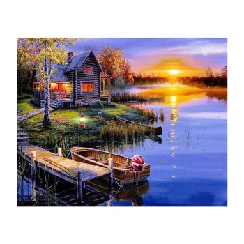 

Sunset Village DIY Painting By Numbers Kit Modern Wall Art Picture Hand Painted for Home Decor Artworks