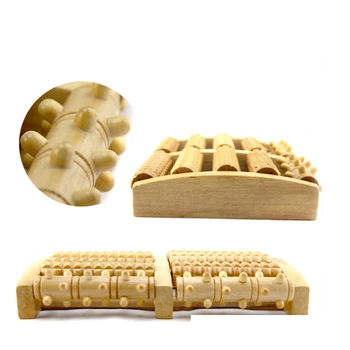 

Wooden Dual Foot Acupuncture Massager Roller Ball Relieve Plantar Fasciitis Stress Heel Arch Pain Shiatsu Acupressure Relaxation