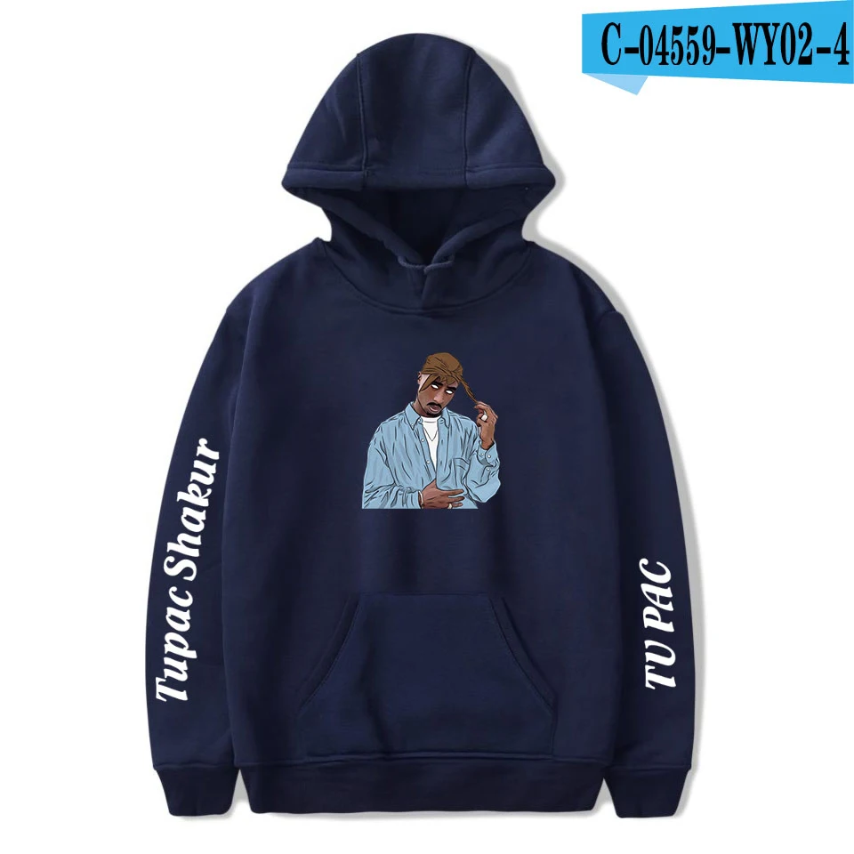Горячая 2PAC толстовки для мужчин и женщин толстовки с капюшоном в стиле хип-хоп новая осенняя модная повседневная толстовка 2PAC для мальчиков и девочек белые пуловеры - Цвет: navy blue