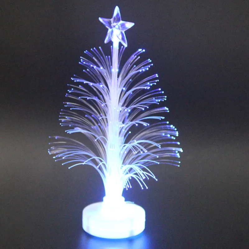 

Colored Fiber Optic LED Light-up Mini Christmas Tree with Top Star Battery Powered SEP99