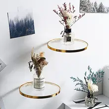 

Beautiful 3 Sizes Round Shape Wall Mount Glass Plant Floating Shelf for Home Glass Floating Rack Glass Wall Shelf